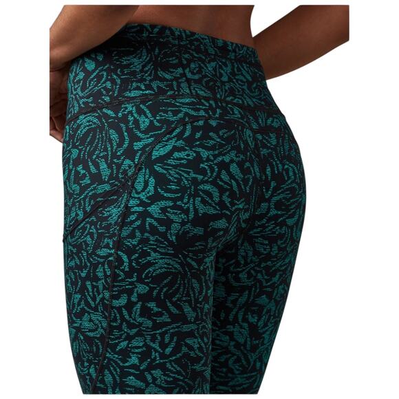 NWOT Lululemon Fast & Free Crop 19" Side Pocket Thrive Viridian Green Black Sz 6 - Picture 9 of 13